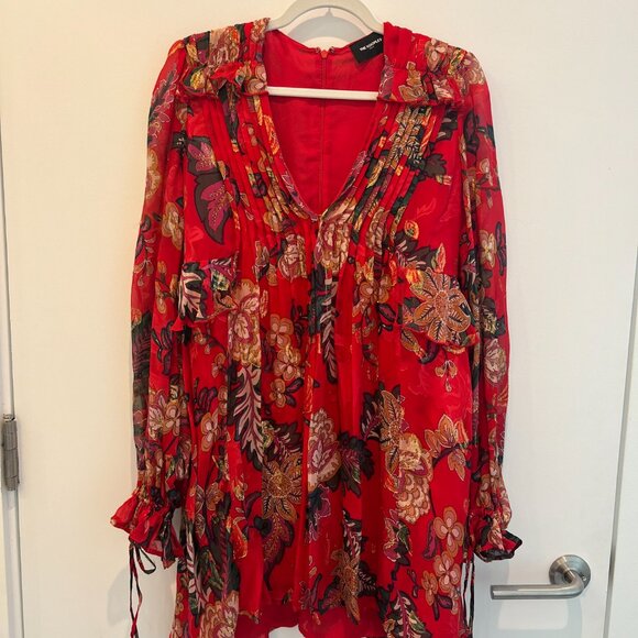 The Kooples Rosa Rosa Red Floral Ruffle Mini Dress - Picture 4 of 7